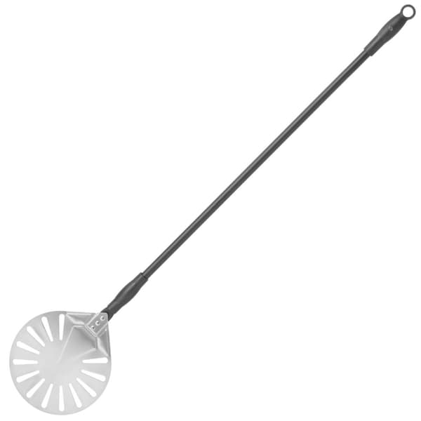 Pizzaskovl med bevægeligt håndtag, perforeret, rund, rustfrit stål, diameter. 230 mm lang 1200 mm - Hendi 617199