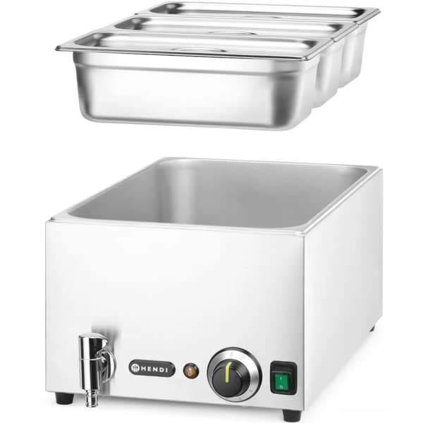 Bain-marie madvarmer med vandhane 3x GN 1/3 100 mm med låg 1000 W