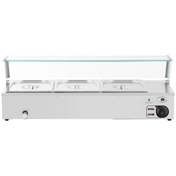 Bain-marie matvärmare värmebuffé med lock 3 x GN 1/2 2000 W