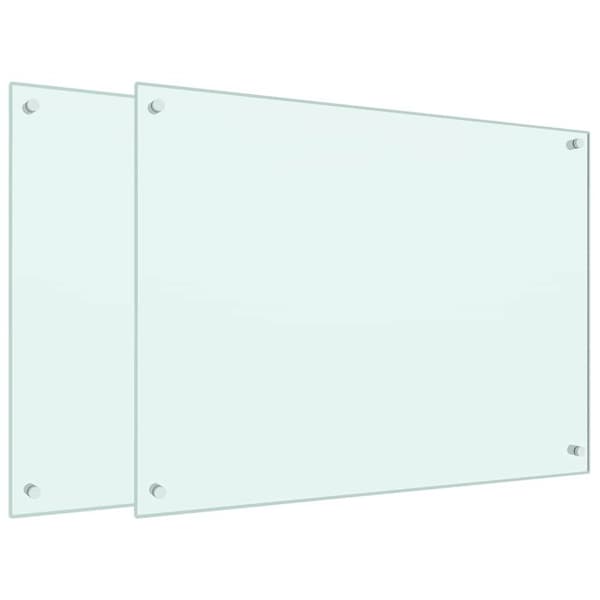 Stänkskydd 2 st vit 80x60 cm härdat glas