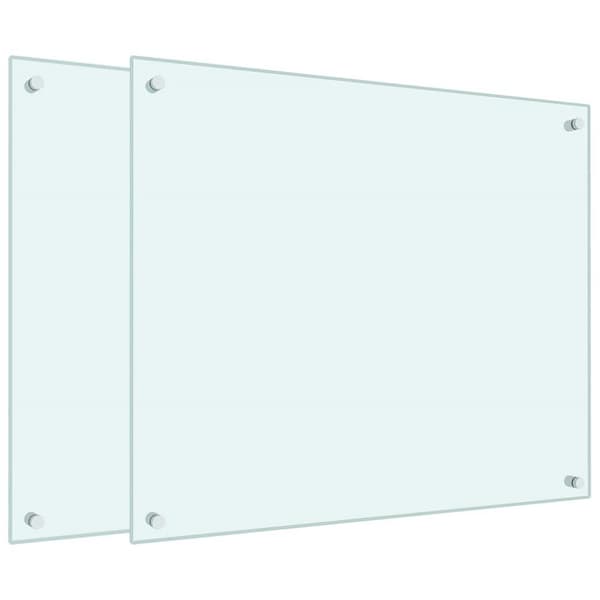 Stänkskydd 2 st vit 70x60 cm härdat glas