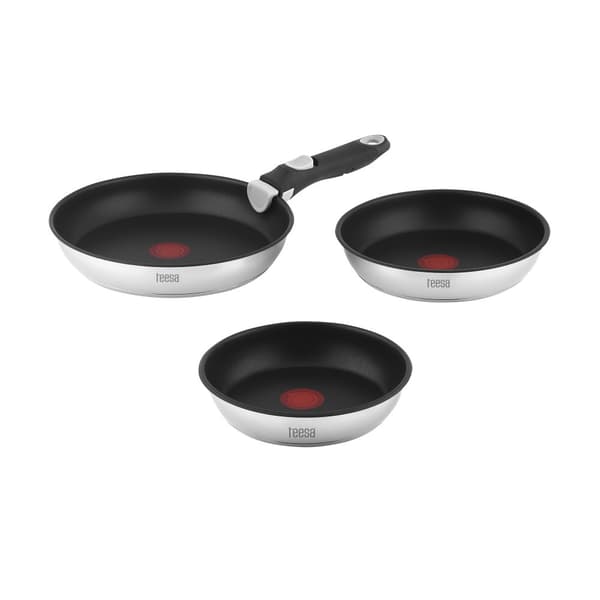 Paistinpannusarja irrotettavalla kahvalla 22cm, 24cm, 28cm TEESA PAISTUKANNAT YKSI KÄDEN
