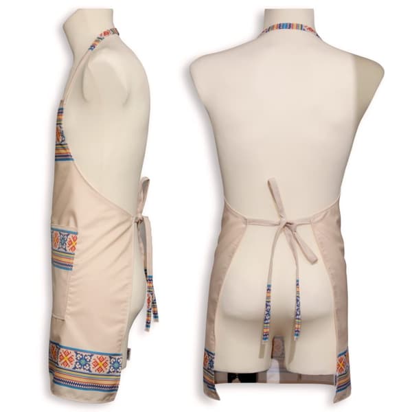 Köksförkläde folk Krzczonów kors beige