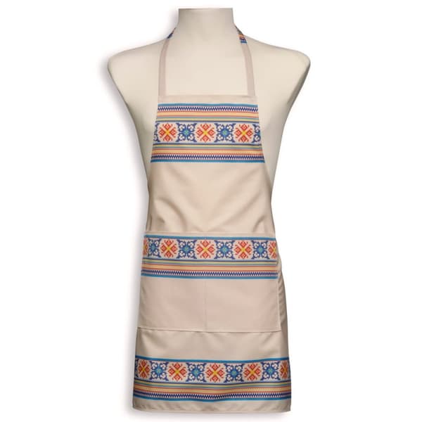 Köksförkläde folk Krzczonów kors beige