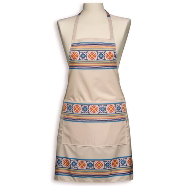 Köksförkläde folk Krzczonów kors beige