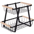 Miniatyrbillede 3 af 9: Sort metal frugtkurv, 2 niveauer