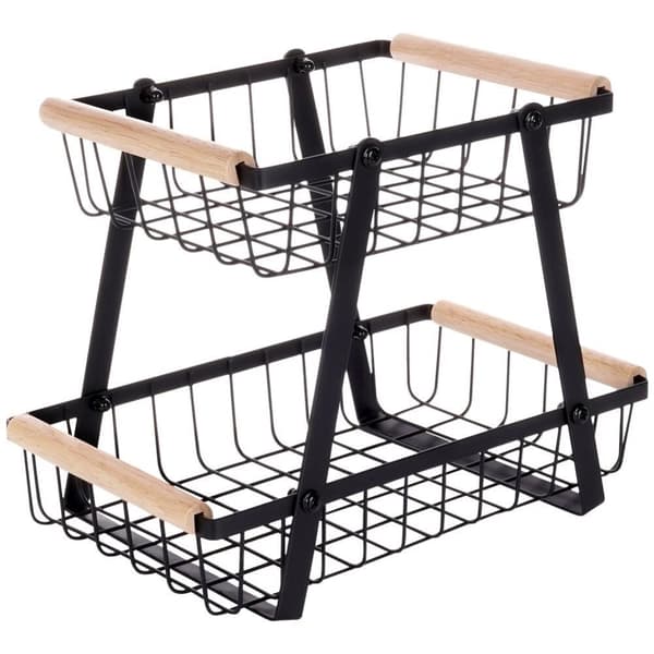 Sort metal frugtkurv, 2 niveauer