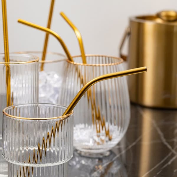 Halmsats | MONROE KARNEVAL | metall guld med rengöringsmedel | 7 st | 722677