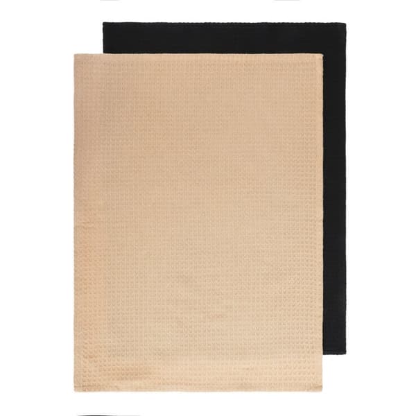 Sæt køkkenhåndklæder | FEMELO | beige og sort | 2*50x70cm | 870021