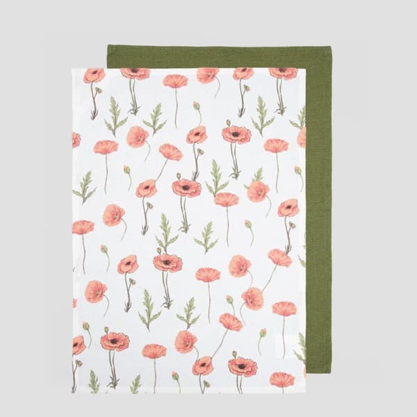 Uppsättning kökshanddukar | ÄNGSBLOMMOR | i maki + waffel | 2*45x65cm | 740985