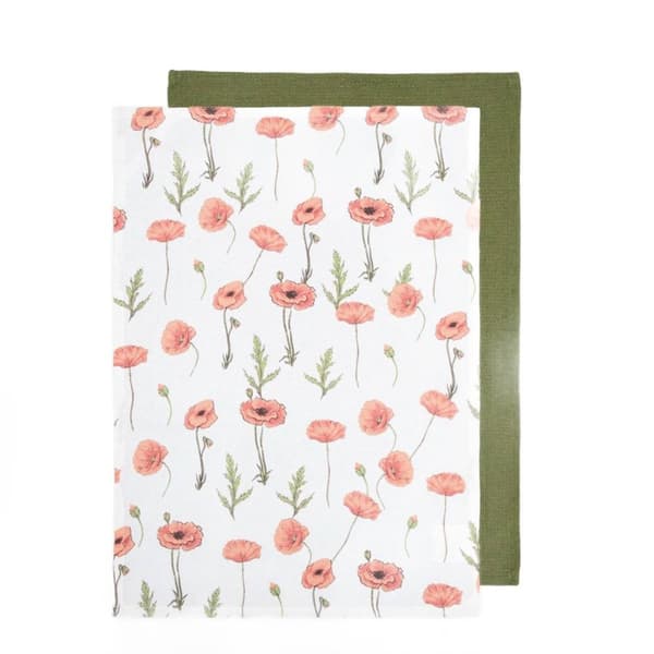 Uppsättning kökshanddukar | ÄNGSBLOMMOR | i maki + waffel | 2*45x65cm | 740985