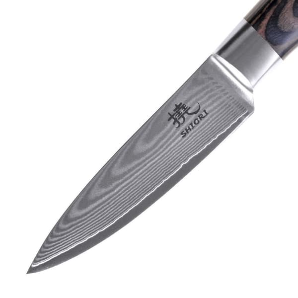 Shiori 3-set 撓 Chairo Shōto + Santoku + Sifu - en uppsättning av tre Damaskus stålknivar