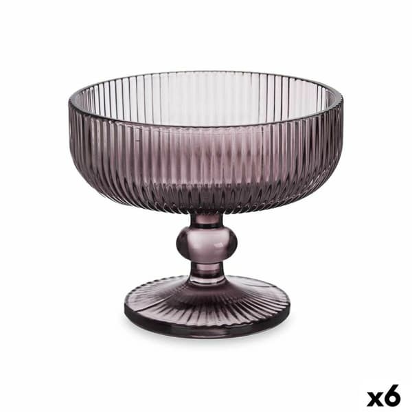 Glass- och milkshakeglas Ränder Grå Glas 310 ml (6 antal)