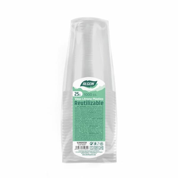 Set med återanvändbara glas Algon 1 L Transparent 12 antal (25 Delar)
