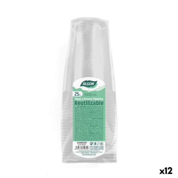 Set med återanvändbara glas Algon 1 L Transparent 12 antal (25 Delar)