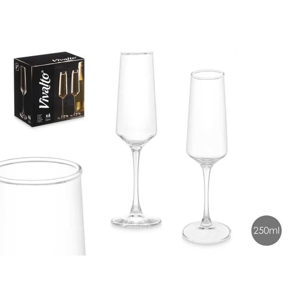 Champagneglas Vivalto REJ6323/BHZ6 Transparent Glas 250 ml (6 antal)