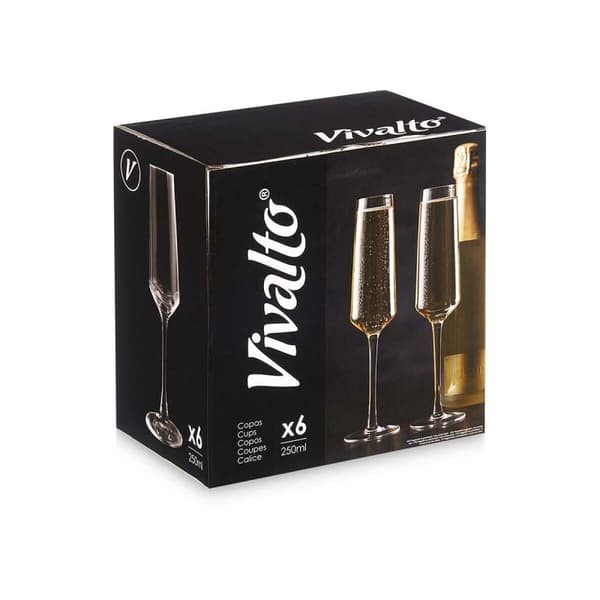 Champagneglas Vivalto REJ6323/BHZ6 Transparent Glas 250 ml (6 antal)