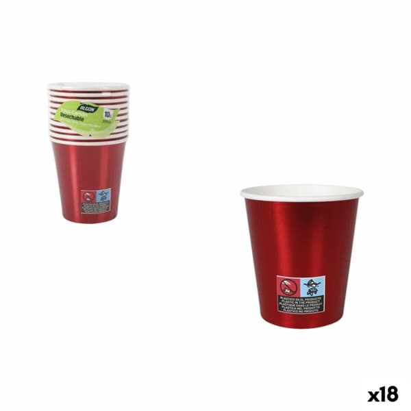 Glasset Algon Röd 200 ml 10 Delar (18 antal)