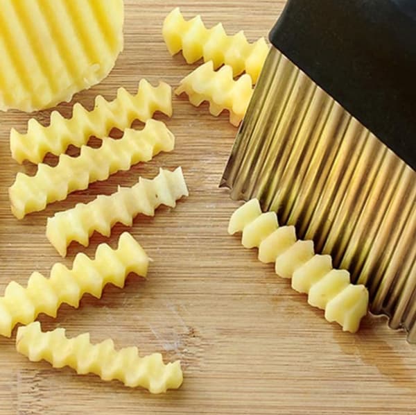 2 PCS vågig frityrskärare, potatisskärare i rostfritt stål, frityrskärare,