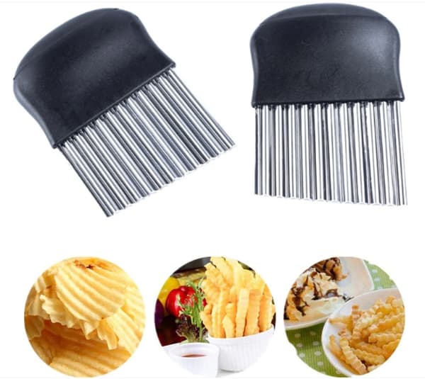 2 PCS vågig frityrskärare, potatisskärare i rostfritt stål, frityrskärare,