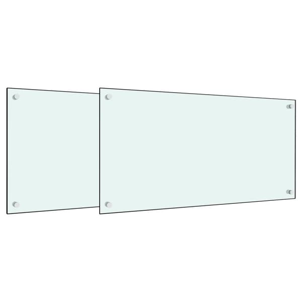 Stänkskydd 2 st vit 80x60 cm härdat glas