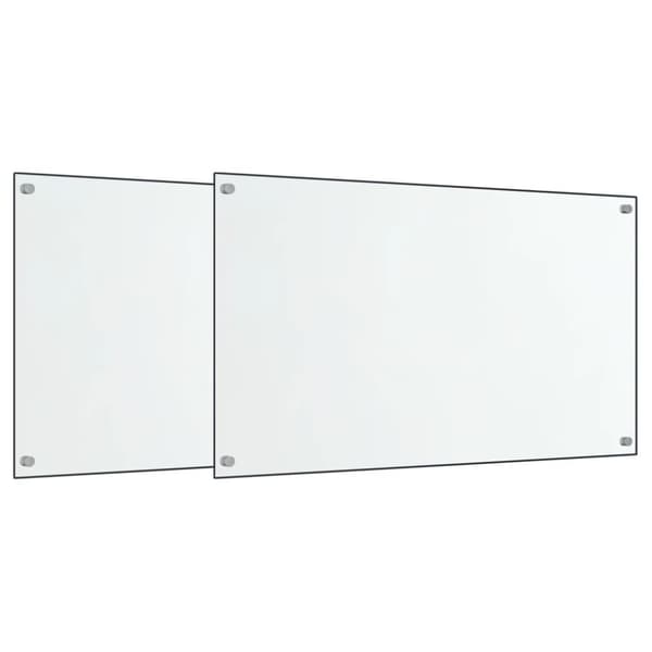 Stänkskydd 2 st transparent 70x40 cm härdat glas