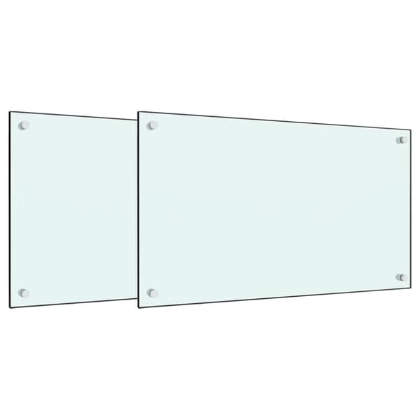 Stänkskydd 2 st vit 70x60 cm härdat glas