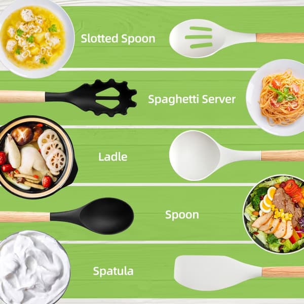 Silikone Kogegrej Sæt, Varmebestandig 446°F, Nonstick Sikker, Praktisk Holder