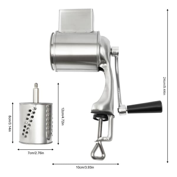 Manuell Rostfri Stål Roterande Rivjärn, Ergonomisk Design, Fem Utbytbara Blad,Silver
