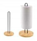 Miniatyrbillede 1 af 2: Sort metalhåndklædeholder med bambusbund