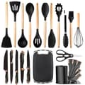Miniatyrbild 2 av 2: Silicone Kökredskapsset, Värmebeständigt upp till 446°F, Non-Stick Design, Mångsidiga Kökverktyg,svart