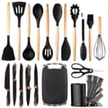 Miniatyrbild 1 av 2: Silicone Kökredskapsset, Värmebeständigt upp till 446°F, Non-Stick Design, Mångsidiga Kökverktyg,svart