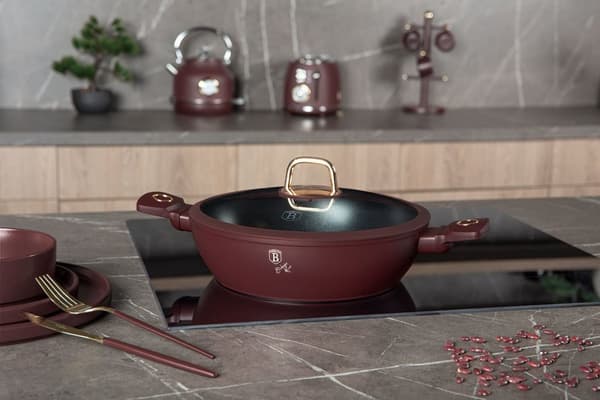 Flad titaniumgryde med låg 28 cm Berlinger Haus Bh-8038 Leonardo Lumarko!