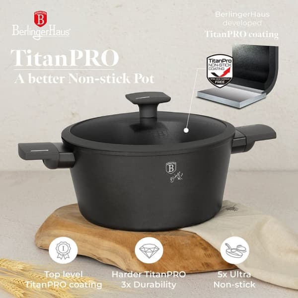 Titaani Kattila Kannella 20cm Berlinger Haus Bh-8130 Antrasiitti Lumarko!