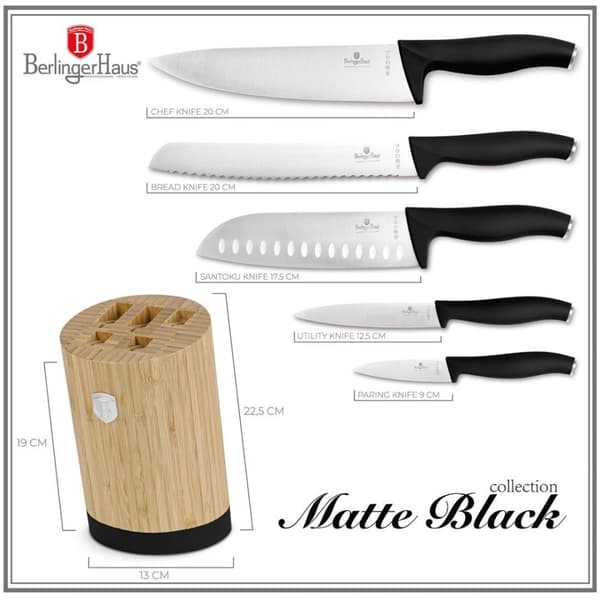 Berlinger Haus Bh-2753 Matsort Knivsæt i Lumarko Bambusblok!