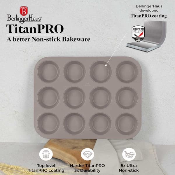 Titaniumform til 12 muffins Berlinger Haus Bh-7947 Taupe Lumarko!