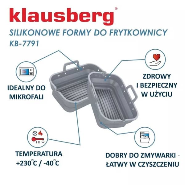 Silikoneindsats til frituregryde, rektangulær, Klausberg Kb-7791, 2 stk. Lumarko!