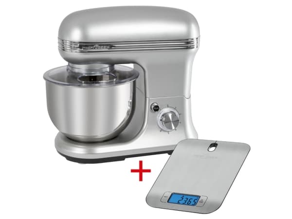 ProfiCook PC-KM 1222 W - Mixer - 5 liter - 1.2 kW - rostfritt stål/silver - med PC-KW 1221 kitchen scales