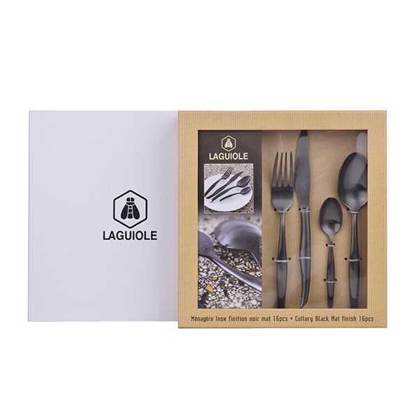 Laguiole Bestick Matt Svart 16-delar