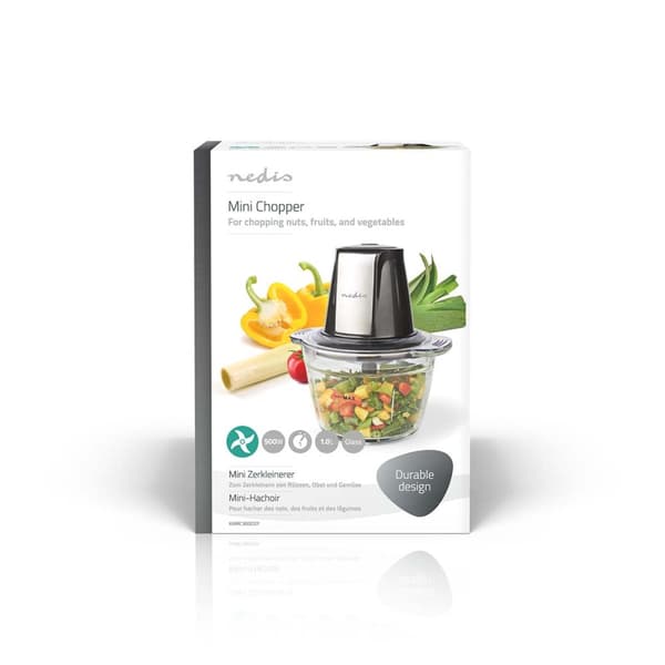 Nedis Mathakker | 500 W | 1 l | Glass | 1-girinnstilling | Sort / Sølv