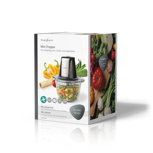 Nedis Mathakker | 500 W | 1 l | Glass | 1-girinnstilling | Sort / Sølv
