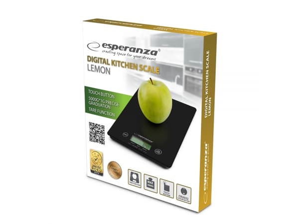 Esperanza EKS002W, Sähkökeittiövaaka, 5 kg, 1 g, Valkoinen, Pöytämalli, Suorakulmio