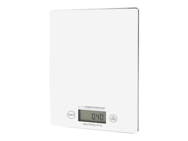 Esperanza EKS002W, Sähkökeittiövaaka, 5 kg, 1 g, Valkoinen, Pöytämalli, Suorakulmio