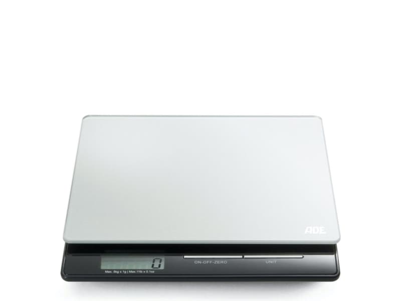 ADE KE 1215, Elektronisk kjøkkenvekt, 5 kg, 1 g, Svart, Sølv, Glass, Benkeplate