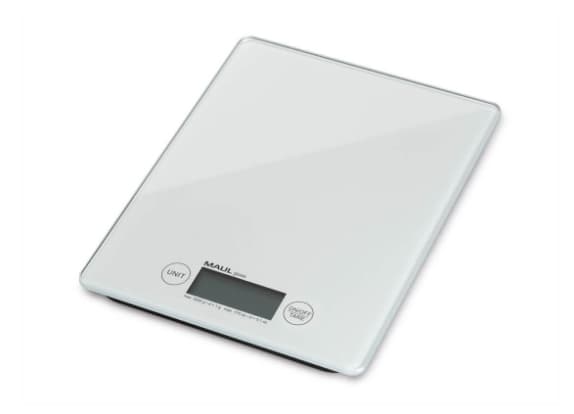 MAUL 1666002, Elektronisk köksvåg, vit, glas, bänkskiva 5000 gram