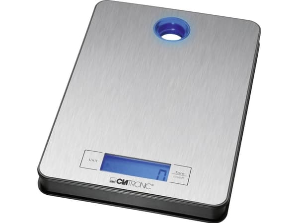 Clatronic KW 3412, Elektronisk köksvåg, 5 kg, 1 g, Rostfritt stål, Rostfritt stål, Rostfritt stål