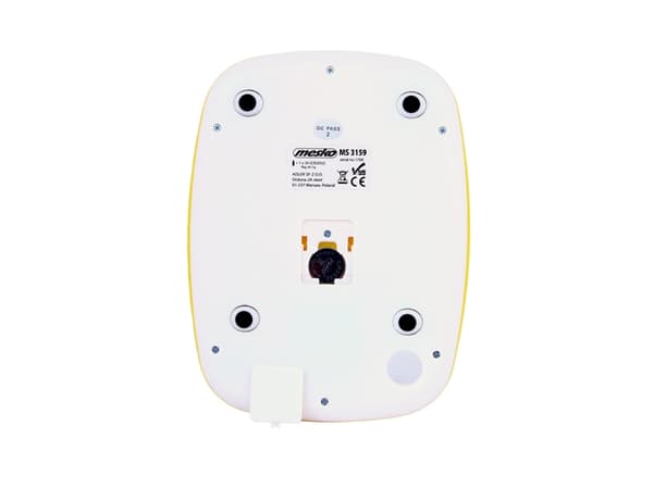 Mesko Home MS 3159y, Elektronisk kjøkkenvekt, 5 kg, 1 g, Gult, Benkeplate, Rektangel