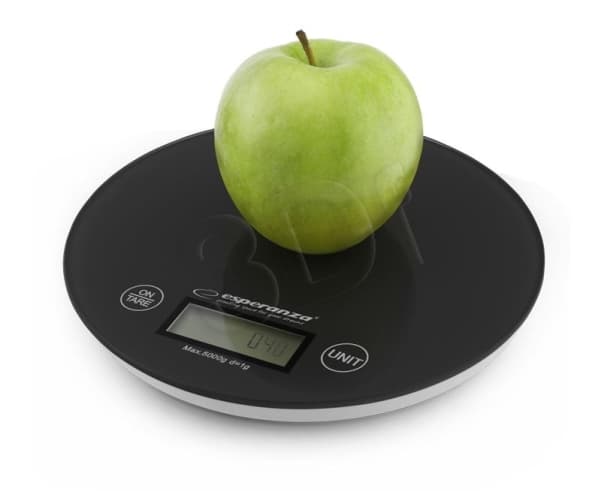 Esperanza EKS003K, Sähkökeittiövaaka, 5 kg, 1 g, Musta, Pöytämalli, Pyöreä