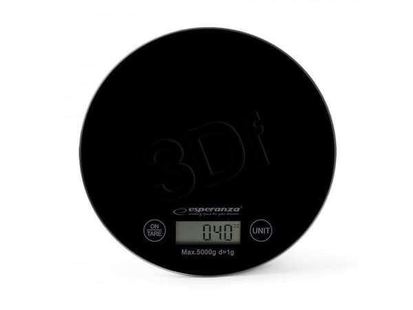 Esperanza EKS003K, Sähkökeittiövaaka, 5 kg, 1 g, Musta, Pöytämalli, Pyöreä