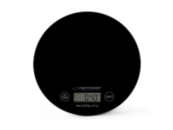Esperanza EKS003K, Sähkökeittiövaaka, 5 kg, 1 g, Musta, Pöytämalli, Pyöreä